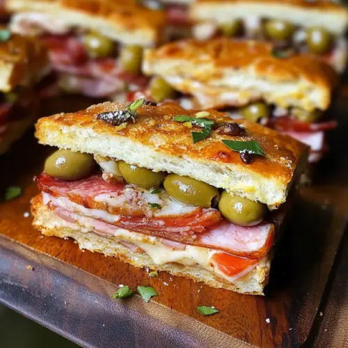 Muffaletta Sandwich Bissen
