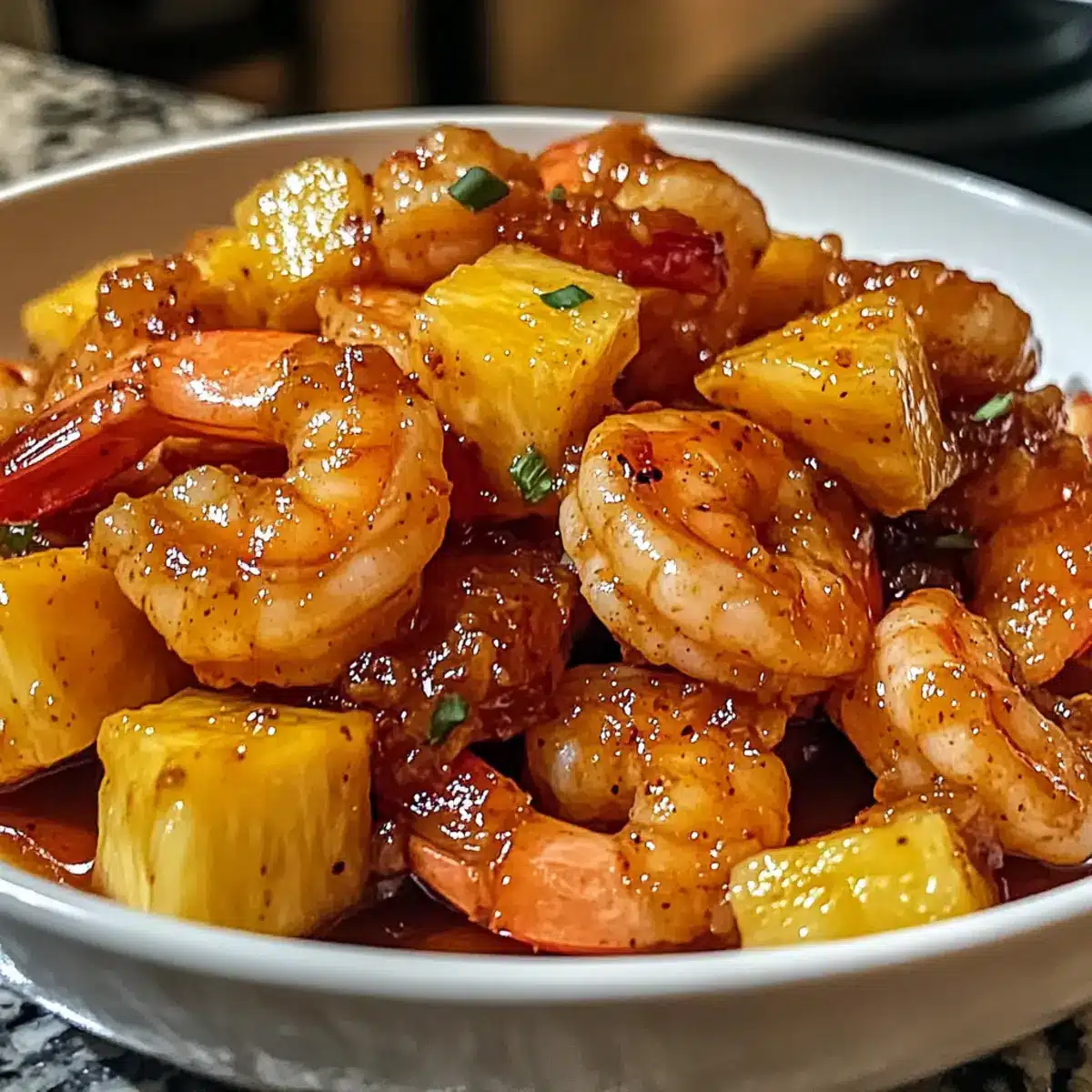 Süßscharfe Chili-Ananas-Garnelen