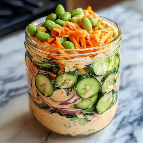 Cremige asiatische Gurkensalat-Schüssel