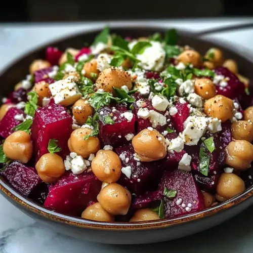 Frischer Kichererbsen-, Rüben- und Feta-Salat
